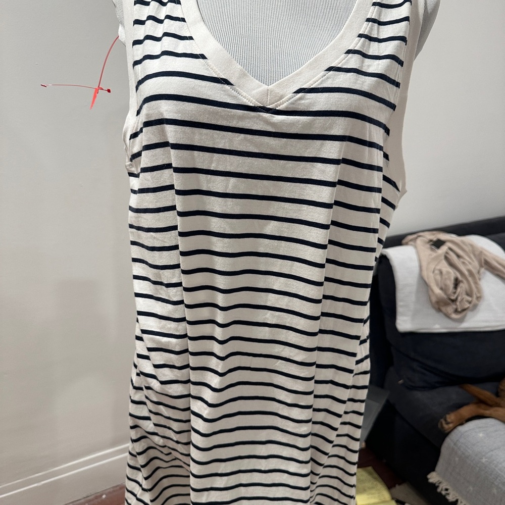 Pact organic cotton Striped Sleeveless Dress sleeveless large beachwear